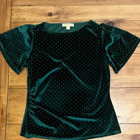 Michael Kors Dark Green velvet blouse size L - Picture 1 of 12